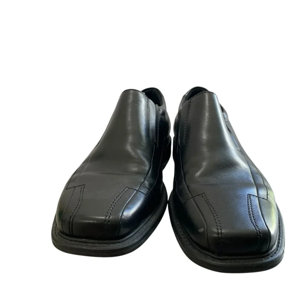 Clarks Leather England Deane Square Toe Loafer Mens 10M Black Office Career Work